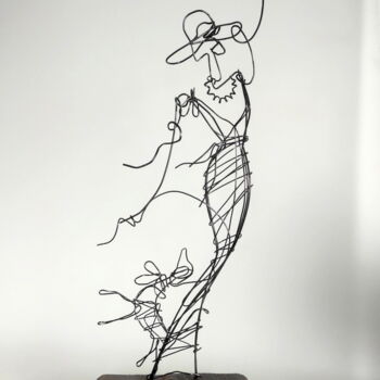 Escultura titulada "The lady plays with…" por Vadim Studenov, Obra de arte original, Metales