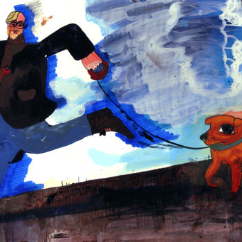 "Man and dog" başlıklı Resim Vakarelova Emma tarafından, Orijinal sanat, Akrilik