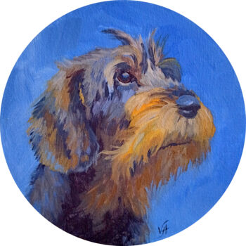 Painting titled "WIRE-HAIRED DACHSHU…" by Alona Vakhmistrova, Original Artwork, Acrylic