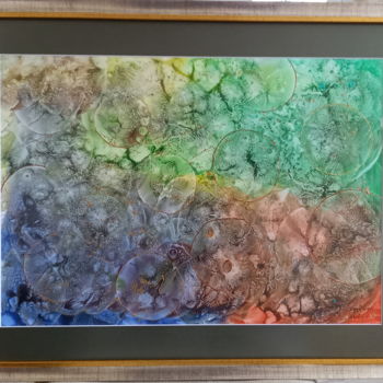 Malerei mit dem Titel "Frozen Colors" von Valdas Nariunas, Original-Kunstwerk, Gouache Auf Aluminium montiert