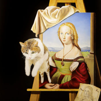 제목이 "il gatto di Raffael…"인 미술작품 Valentino Camiletti로, 원작, 기름