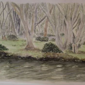Pintura intitulada "Forêt de Saint Jean…" por Valentin Tant, Obras de arte originais, Aquarela