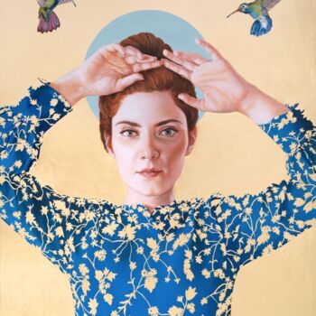 Malarstwo zatytułowany „Flower Inside” autorstwa Valentina Porcelli, Oryginalna praca, Olej Zamontowany na Inny sztywny panel