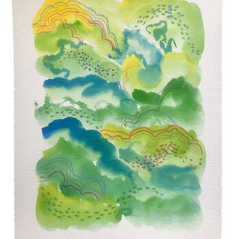 Painting titled "Nuage nippon" by Valentine Marzais, Original Artwork, Watercolor