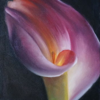 Painting titled "Violet flower" by Valentinka Nsr, Original Artwork, Oil