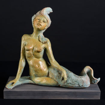 Skulptur mit dem Titel "Sirène d'Alexandrie" von Valerie Barrault, Original-Kunstwerk, Ton