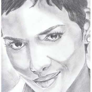 Dessin intitulée "Halle Berry" par Valérie Barrett, Œuvre d'art originale, Graphite