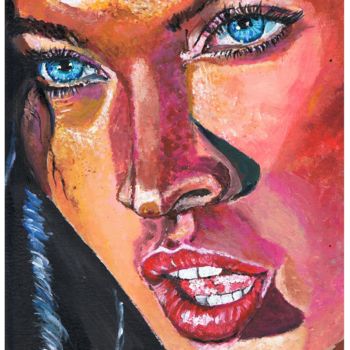 Painting titled "Megan Fox" by Valérie Barrett, Original Artwork, Acrylic