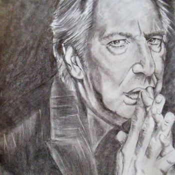 Desenho intitulada "Alan Rickman" por Valérie Barrett, Obras de arte originais, Conté