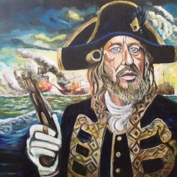 Painting titled "Hector BARBOSSA (en…" by Valérie Barrett, Original Artwork, Acrylic Mounted on Wood Stretcher frame