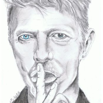 Dessin intitulée "David Bowie" par Valérie Barrett, Œuvre d'art originale, Crayon Monté sur Carton