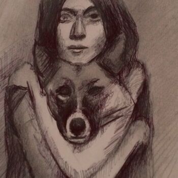 Drawing titled "Cheyenne" by Valérie Blum (Valery), Original Artwork, Pencil