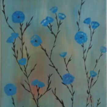 Peinture intitulée "Fleurs de lin" par Valérie Duhamel, Œuvre d'art originale, Acrylique Monté sur Châssis en bois