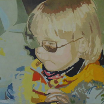 「L'enfant - Lukas」というタイトルの絵画 Halin Geninによって, オリジナルのアートワーク, オイル