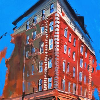 Painting titled "New-York corner" by Valérie Le Meur, Original Artwork, Acrylic Mounted on Wood Stretcher frame