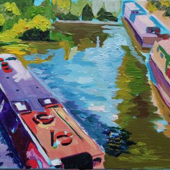 Peinture intitulée "On the Thames -1-" par Valérie Le Meur, Œuvre d'art originale, Acrylique Monté sur Châssis en bois