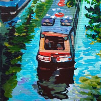绘画 标题为“On The Thames -2-” 由Valérie Le Meur, 原创艺术品, 丙烯 安装在木质担架架上