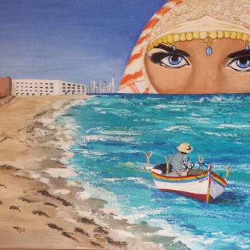 Painting titled "Regard sur Djerba" by Valérie Perrault, Original Artwork, Acrylic