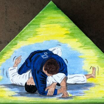 绘画 标题为“Jiu-jitsu brésilien…” 由Valérie Schuler, 原创艺术品, 丙烯 安装在木质担架架上