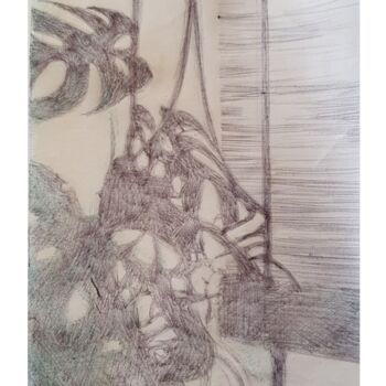 Drawing titled "Ombre" by Valérie Van Haelen, Original Artwork, Ballpoint pen