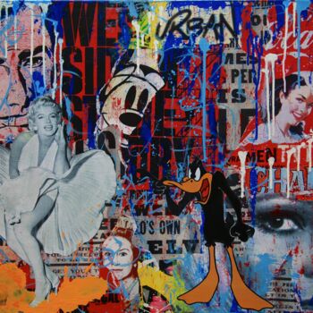 Collages intitulée "Buzz Stop" par Valérie Weiland (VALpapers), Œuvre d'art originale, Collages Monté sur Châssis en bois
