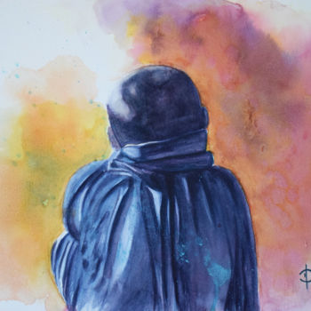 Painting titled "Contemplation" by Valérie Domenjoz, Original Artwork, Watercolor