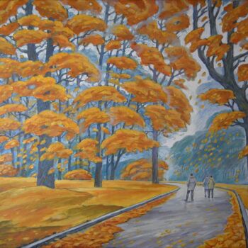绘画 标题为“Autumn in the park” 由Valerii Oliinyk, 原创艺术品, 油