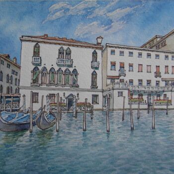 Pintura titulada "Venice. Foscari Pal…" por Valerii Oliinyk, Obra de arte original, Acuarela