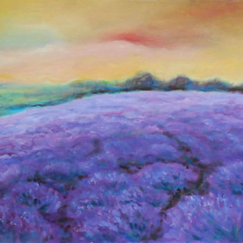 Painting titled "Lavender hill" by Kristina Valić, Original Artwork, Acrylic