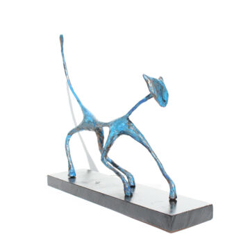 Scultura intitolato "Sculpture chat à l'…" da Vanessa Renoux, Opera d'arte originale, Metalli