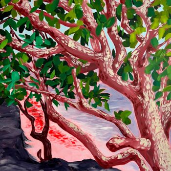 Painting titled "The tree" by Vanessa Van Meerhaeghe, Original Artwork, Acrylic