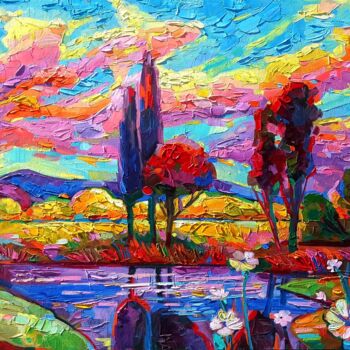 Pintura intitulada "Rainbow colors land…" por Vanya Georgieva, Obras de arte originais, Óleo Montado em Armação em madeira