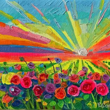 Ζωγραφική με τίτλο "Little Summer Dream" από Vanya Georgieva, Αυθεντικά έργα τέχνης, Λάδι Τοποθετήθηκε στο Ξύλινο φορείο σκε…