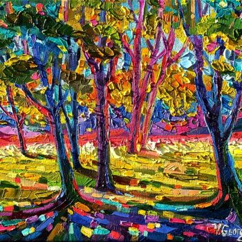 Pintura titulada "Trees and Shadows 3" por Vanya Georgieva, Obra de arte original, Oleo Montado en Bastidor de camilla de ma…