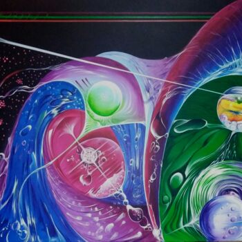 Malerei mit dem Titel "INTERACTIONS ET COU…" von Vasileios Arapis, Original-Kunstwerk, Airbrush