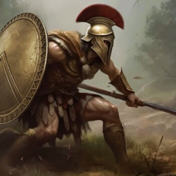 Digital Arts titled "Spartan hoplite" by Vasiliki Trocheila, Original Artwork, Digital Painting