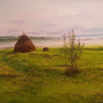 Painting titled "Latvian landscape" by Vasily Velgan, Original Artwork, Oil