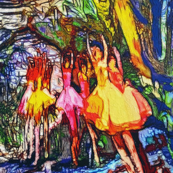 Digitale Kunst getiteld "Forest ballerinas" door Vasyl Lyalyuk, Origineel Kunstwerk, Digitaal Schilderwerk