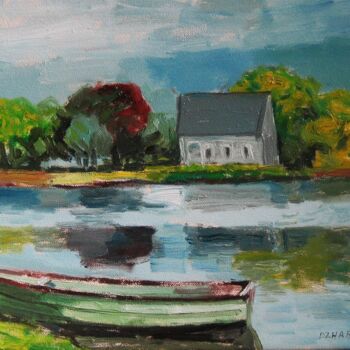 Painting titled "Boat" by Vasyl, Original Artwork, Oil