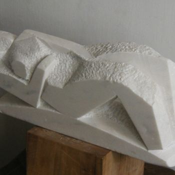 Escultura titulada "''WOMAN-RIVER-MOUNT…" por Vasyl, Obra de arte original, Piedra