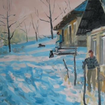 Painting titled "winter morning" by Vasyl, Original Artwork, Oil