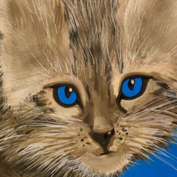 Pintura intitulada "395. Cat" por Veera Zukova, Obras de arte originais, Acrílico Montado em Armação em madeira