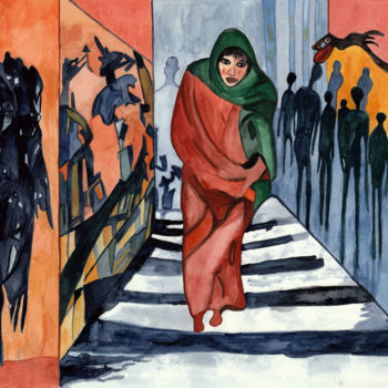 Painting titled "Der Gang nach Canos…" by Vera Boldt, Original Artwork, Watercolor