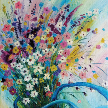 「Букет полевых цвето…」というタイトルの絵画 Vera Bondによって, オリジナルのアートワーク, オイル