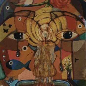 Schilderij getiteld "Abissal" door Vera Borges, Origineel Kunstwerk, Acryl Gemonteerd op Frame voor houten brancard