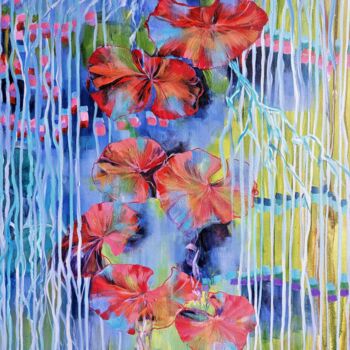 Peinture intitulée "Enchanting Lotus: P…" par Vera Saiko, Œuvre d'art originale, Acrylique