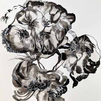 「Blooming fantasy: P…」というタイトルの描画 Vera Saikoによって, オリジナルのアートワーク, インク