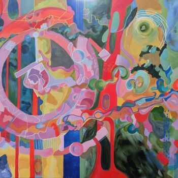 Malarstwo zatytułowany „The Creation Code:…” autorstwa Vera Saiko, Oryginalna praca, Akryl Zamontowany na Drewniana rama nos…