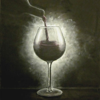 Картина под названием "Verre de vin" - Vera, Подлинное произведение искусства, Масло Установлен на Деревянная рама для носил…
