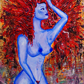 Peinture intitulée "Drag Nimph Red" par Verad, Œuvre d'art originale, Acrylique Monté sur Châssis en bois